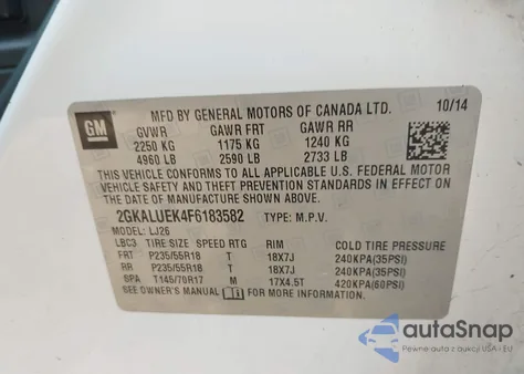 2015 GMC Terrain Denali from USA, damaged, VIN 2GKALUEK4F6183582